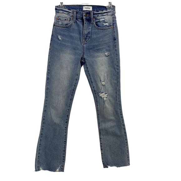Pistola Lennon High Rise Cropped Raw Hem Distressed Boot Cut Jeans‎ Size 24 - Picture 1 of 9